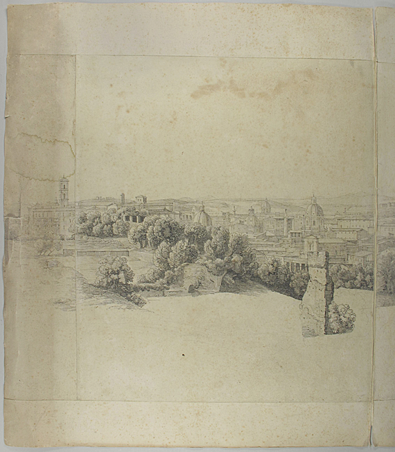 Vorherzustand der Graphitzeichnung «Vue de Rome»