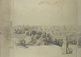 Vorherzustand der Graphitzeichnung «Vue de Rome»